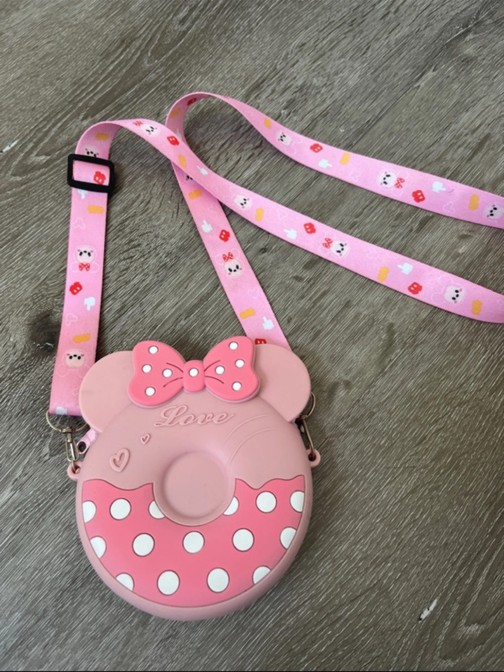 Disney Pink Polka Dot Bow Silicone Crossbody Bag